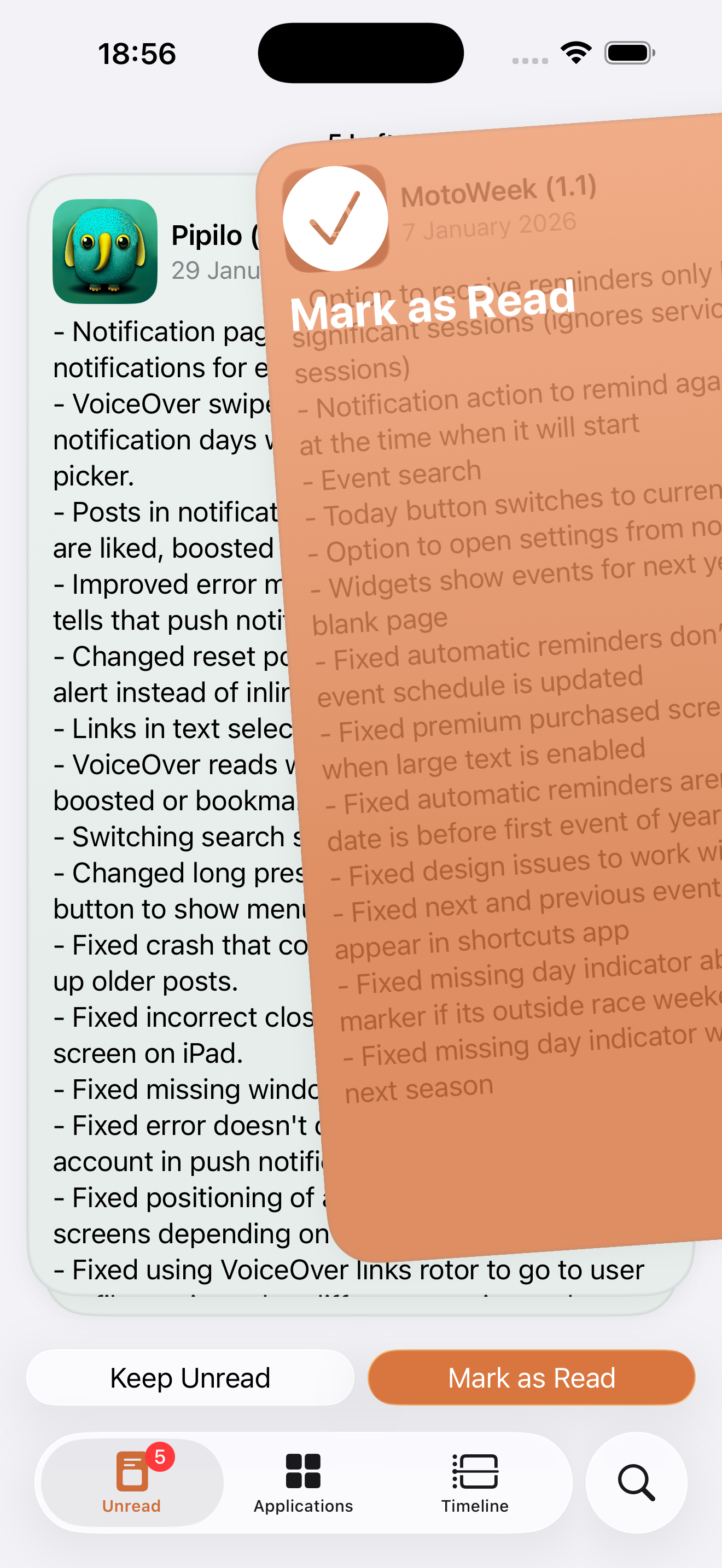 Unread card view screenshot